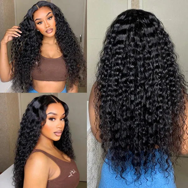Water Wave Human Hair Wig | 13x4 HD Lace Front | Glueless Pre-Cut Lace | 180% Density | Lumma