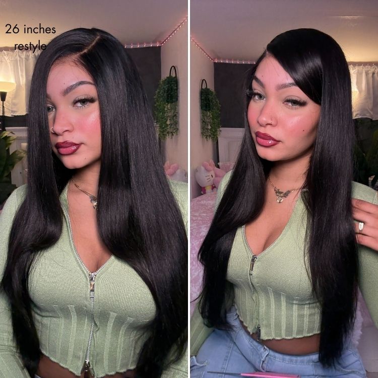 180% Density Human Hair Wig | Glueless HD Lace 7x6 Closure (Pre-Cut) | Butterfly Cut, Light Yaki Straight | Lumma